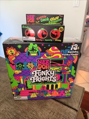 Schylling Needoh Funky Frights Teenie Jack Glow Lantern Pumpkin Set Bundle Lot